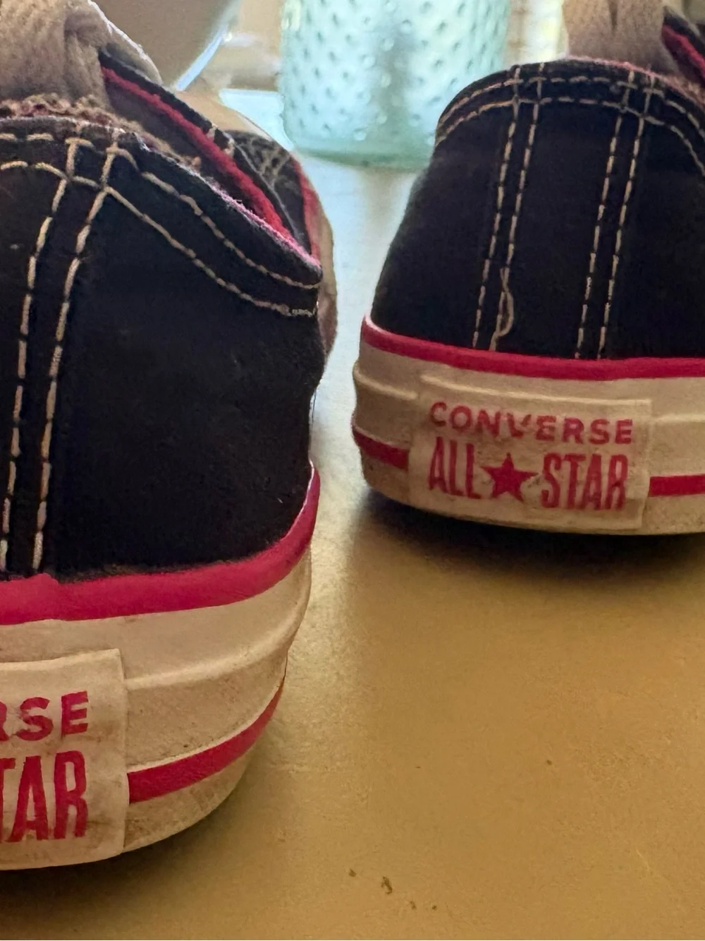 Converse Black Canvas Low-Top Sneakers with Pink Accents